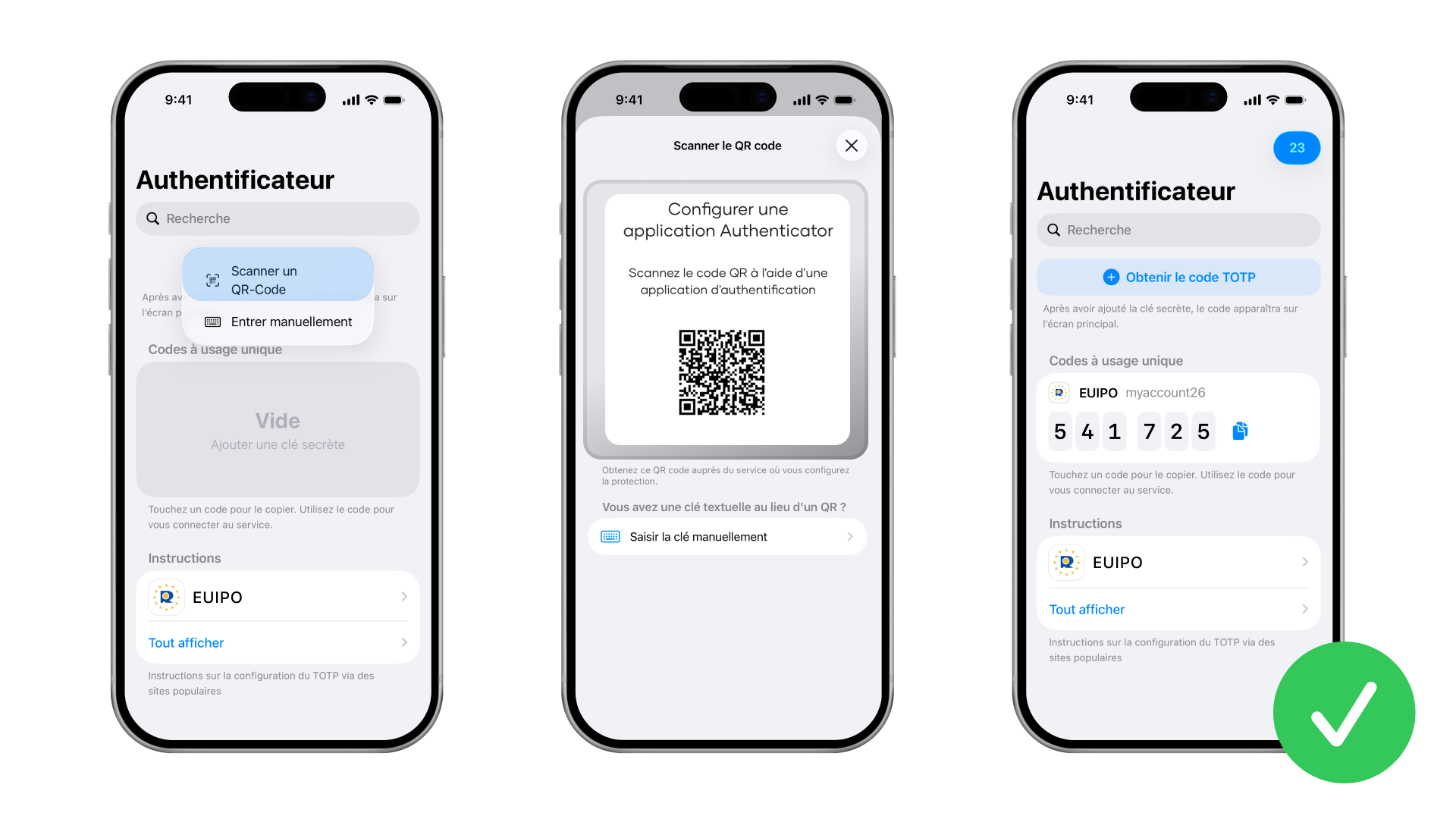 Comment ajouter le code QR unique dans l'authentificateur pour générer des codes TOTP.