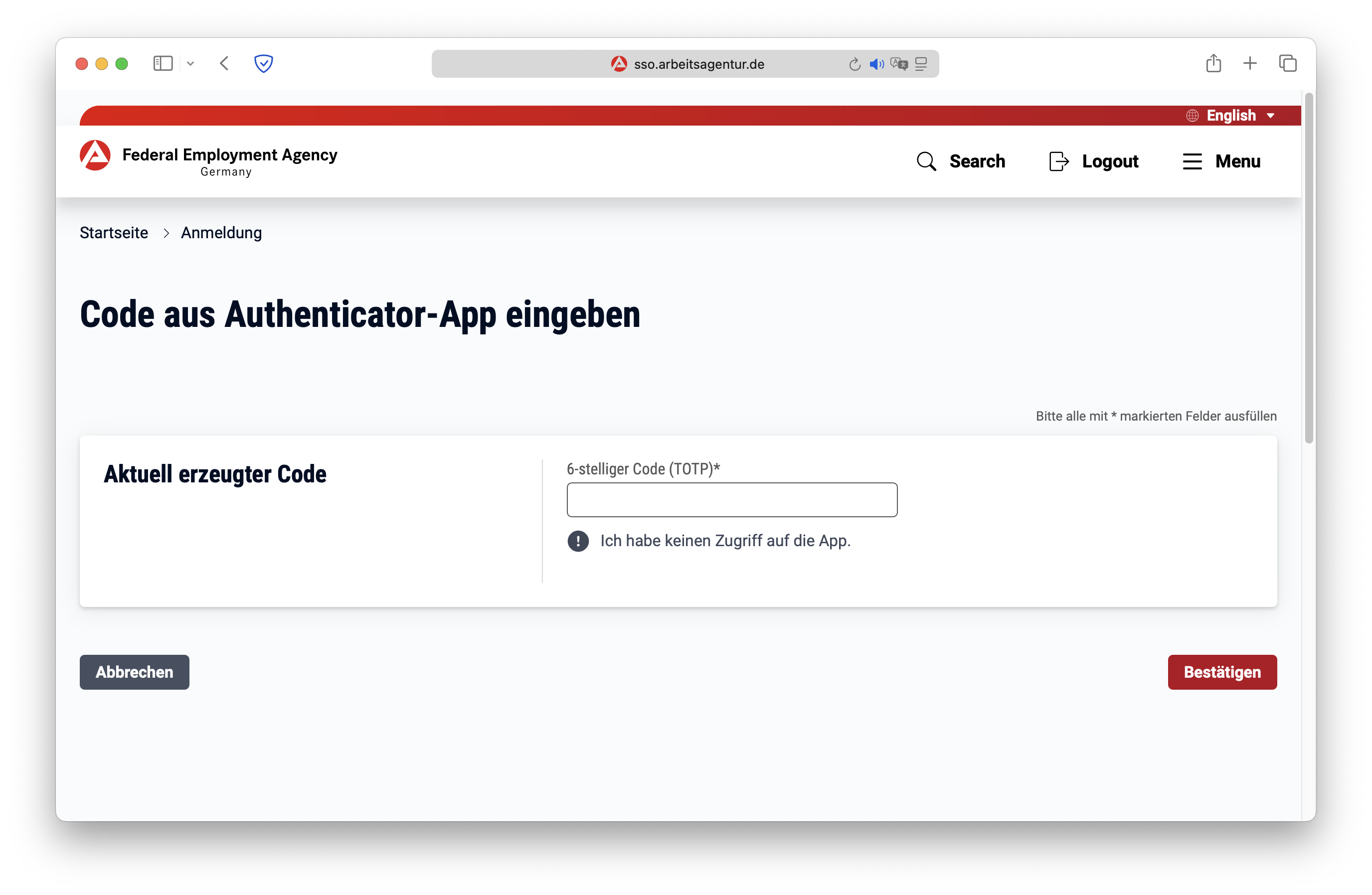 How the TOTP code prompt looks when logging in