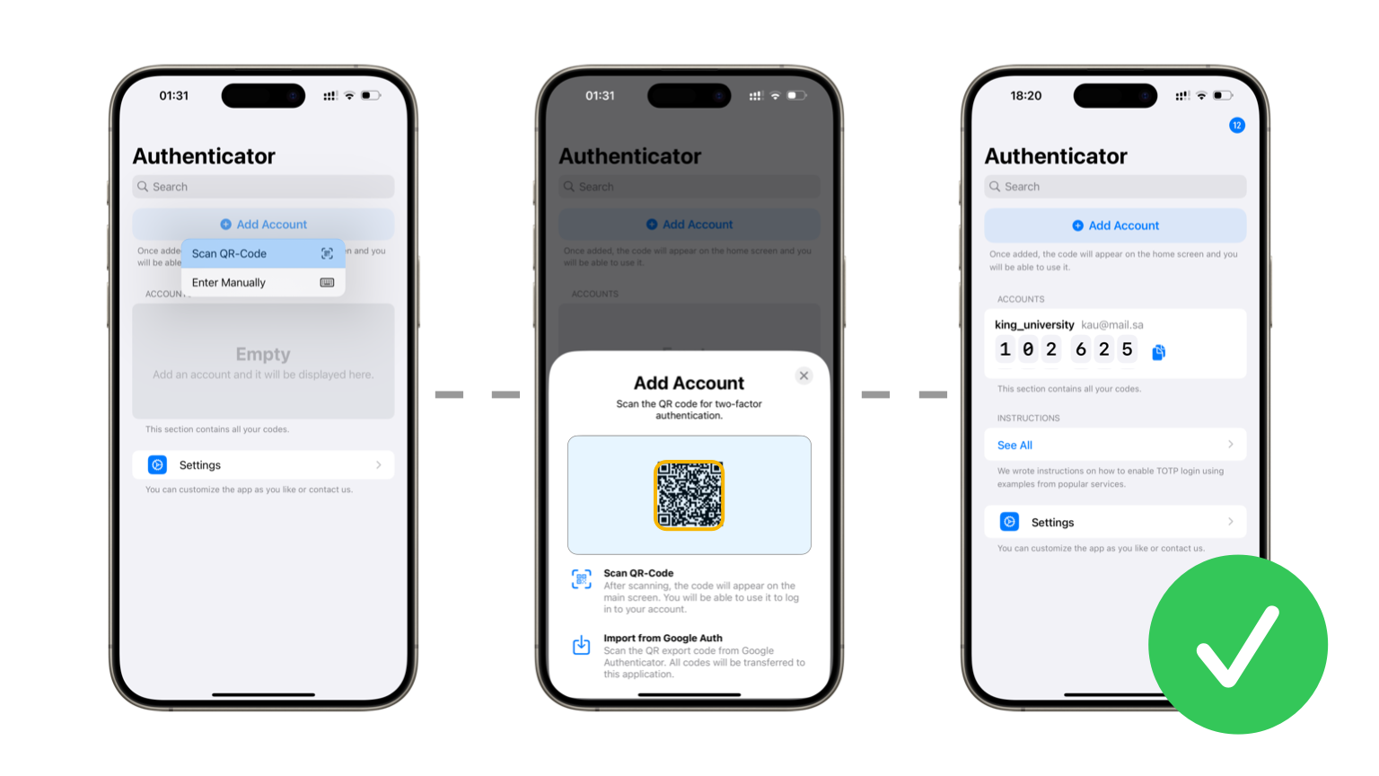 How to add an account in TOTP Authenticator.